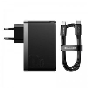 Адаптер мережевий Baseus GaN5 Pro Fast Charger |2C+U, 140W/3A, PD3.1/QC| black