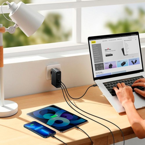 Адаптер мережевий Baseus GaN5 Pro Fast Charger |2C+U, 140W/3A, PD3.1/QC| black