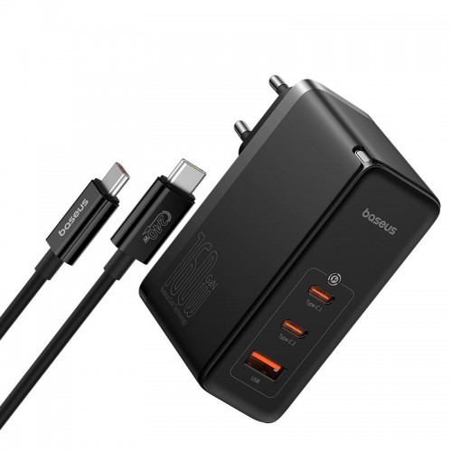 Адаптер мережевий Baseus GaN5 Pro Digital Fast Charger |2C+U, 160W/3A, PD3.1/QC| (With C to C 240W cable) black