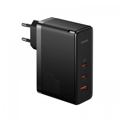 Адаптер мережевий Baseus GaN5 Pro Digital Fast Charger |2C+U, 160W/3A, PD3.1/QC| (With C to C 240W cable) black
