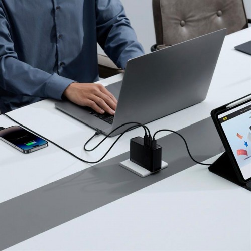 Адаптер мережевий Baseus GaN5 Pro Digital Fast Charger |2C+U, 160W/3A, PD3.1/QC| (With C to C 240W cable) black