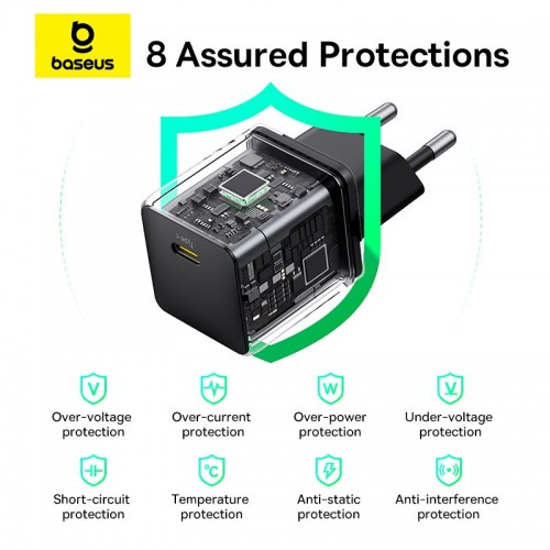 Адаптер мережевий Baseus Palm Fast Charger |1Type-C, 20W/3A, PD/QC| black