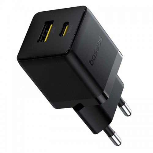 Адаптер мережевий Baseus Palm Fast Charger |1USB/1Type-C, 20W/3A, PD/QC| black