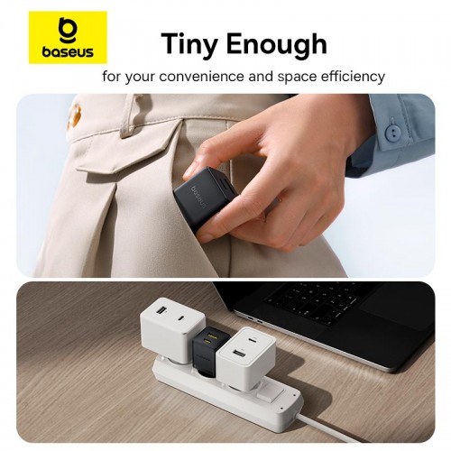 Адаптер мережевий Baseus Palm Fast Charger |1USB/1Type-C, 20W/3A, PD/QC| black