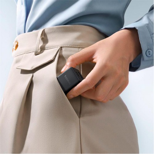 Адаптер мережевий Baseus Palm Fast Charger |1USB/1Type-C, 20W/3A, PD/QC| black