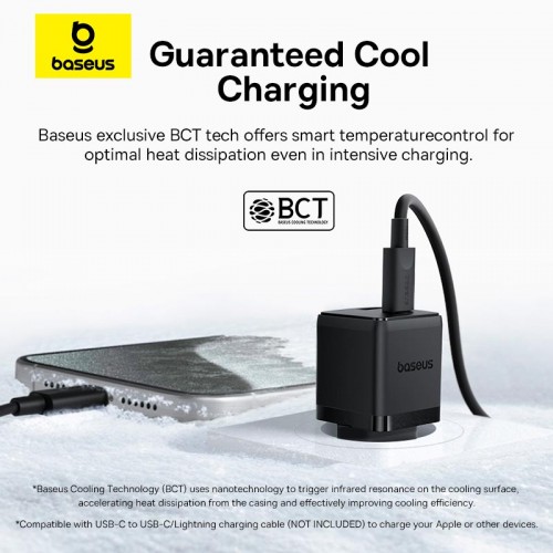 Адаптер мережевий Baseus Palm Fast Charger |1USB/1Type-C, 30W/3A, PD/QC| black