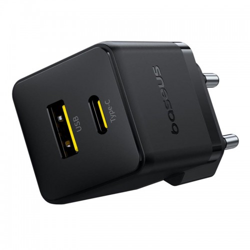 Адаптер мережевий Baseus Palm Fast Charger |1USB/1Type-C, 30W/3A, PD/QC| black
