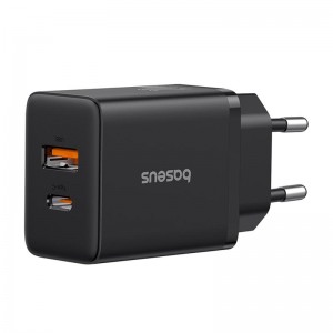 Адаптер мережевий Baseus Cube Fast Charger |1USB/1Type-C, 20W/3A, PD/QC| black