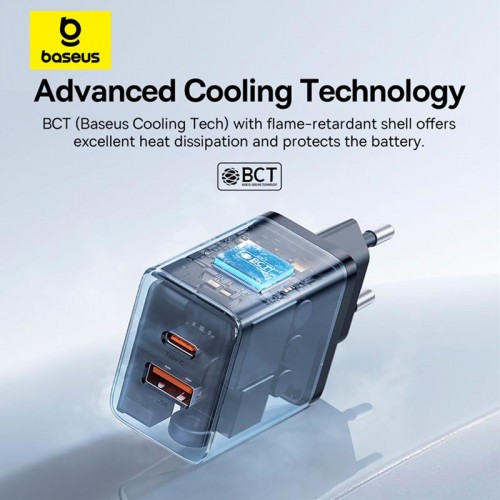 Адаптер мережевий Baseus Cube Fast Charger |1USB/1Type-C, 20W/3A, PD/QC| white