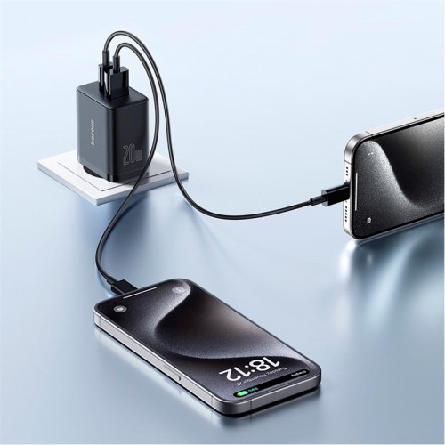 Адаптер мережевий Baseus Cube Fast Charger |1USB/1Type-C, 20W/3A, PD/QC| white