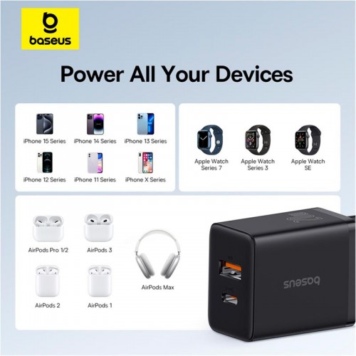 Адаптер мережевий Baseus Cube Fast Charger |1USB/1Type-C, 20W/3A, PD/QC| white