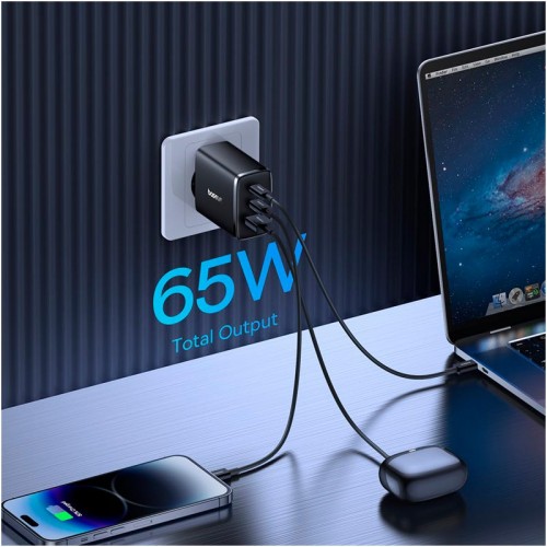 Адаптер мережевий Baseus Cube Pro Fast Charger |1USB/2Type-C, 65W/3A, PD/QC| black