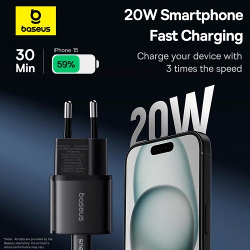 Адаптер мережевий Baseus Gan5s Fast Charger |1Type-C, 20W/3A, PD/QC| black