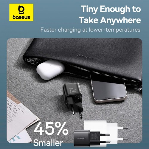 Адаптер мережевий Baseus Gan5s Fast Charger |1Type-C, 20W/3A, PD/QC| black