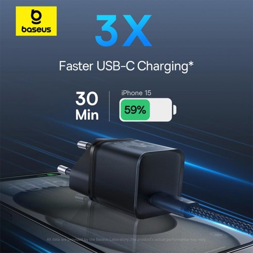 Адаптер мережевий Baseus Gan5s Fast Charger |1Type-C, 30W/3A, PD/QC| black