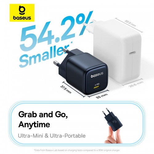 Адаптер сетевой Baseus PicoGo GaN Fast Charger |1Type-C, 45W/3A, PD/QC|