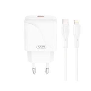 Адаптер мережний XO Type-C to Lightning Cable Single USB-C Fast Charger L141 |20W/3A, PD/QC| white