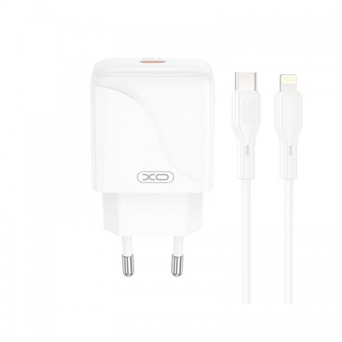 Адаптер мережний XO Type-C to Lightning Cable Single USB-C Fast Charger L141 |20W/3A, PD/QC| white