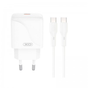 Адаптер мережний XO Type-C to Type-C Cable Single USB-C Fast Charger L141 |20W/3A, PD/QC| white