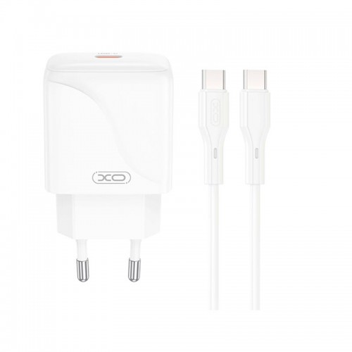 Адаптер мережний XO Type-C to Type-C Cable Single USB-C Fast Charger L141 |20W/3A, PD/QC| white