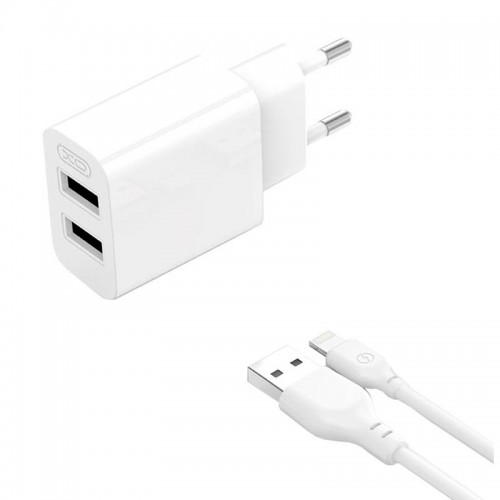 Адаптер мережний XO Lightning Cable Dual USB Charger L109 |2USB, 2.4A| white