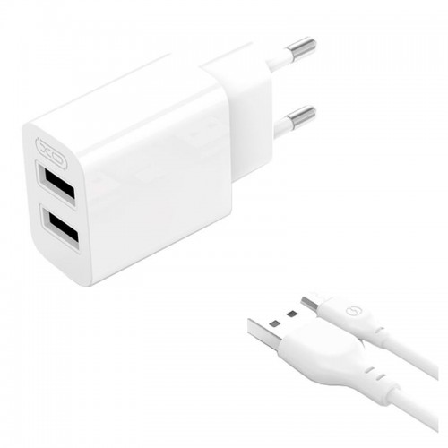 Адаптер мережний XO Micro USB Cable Dual USB Charger L109 |2USB, 2.4A| white