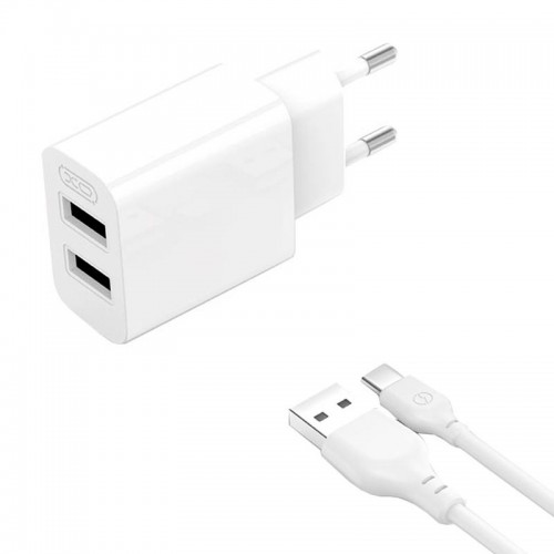 Адаптер мережний XO Type-C Cable Dual USB Charger L109 |2USB, 2.4A| white