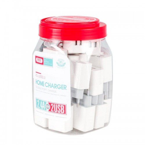 Адаптер мережний XO USB charger (22pcs/Bottle) L65 |2USB, 2.4A| white