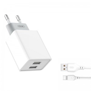 Адаптер мережний XO Type-C Cable Dual USB charger L65 |2USB, 2.4A| white