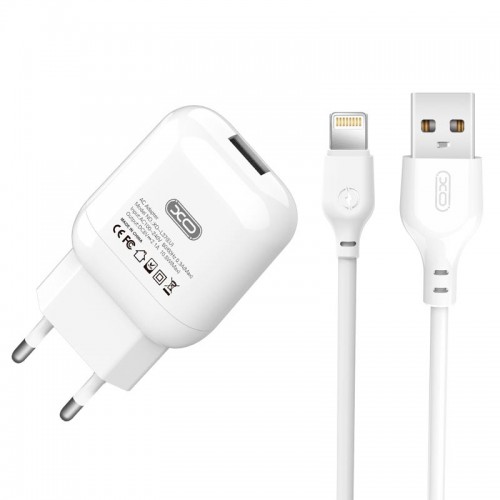 Адаптер мережний XO Lightning Cable charger L37 |1USB, 2.1A| white