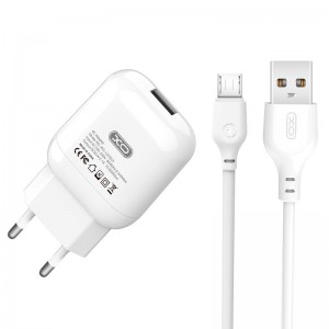 Адаптер мережний XO Micro USB Cable charger L37 |1USB, 2.1A| white