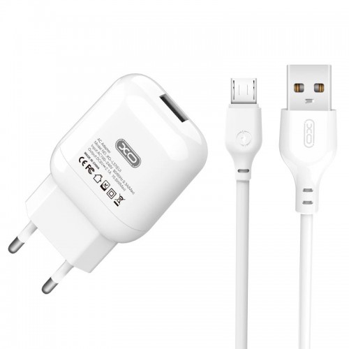 Адаптер мережний XO Micro USB Cable charger L37 |1USB, 2.1A| white