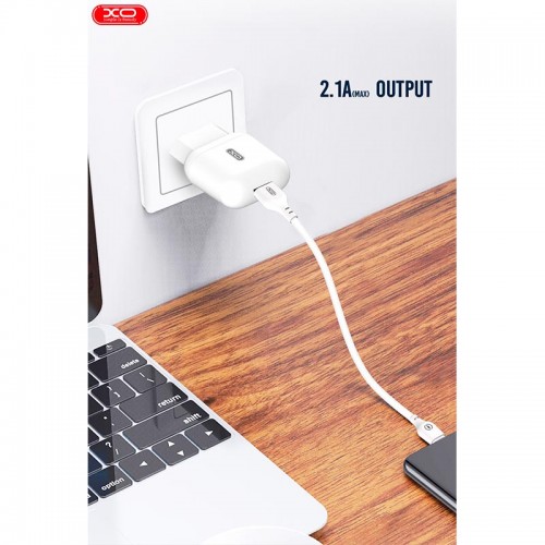 Адаптер мережний XO Type-C Cable charger L37 |1USB, 2.1A| white