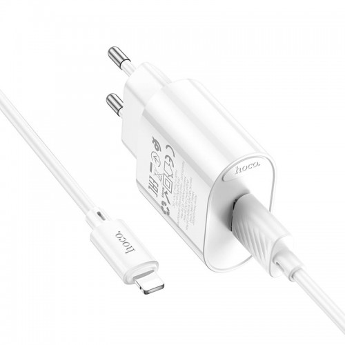 Адаптер мережевий HOCO Lightning Cable Fighter single port charger set C109A |1USB, 2.1A/10.5W| white
