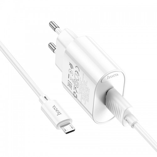 Адаптер сетевой HOCO Micro USB Cable Fighter одноразовый зарядный комплект C109A |1USB, 2.1A/10.5W| белый