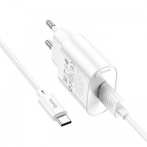 Адаптер сетевой HOCO Type-C Cable Fighter с одним портом зарядного устройства набор C109A |1USB, 2.1A/10.5W| белый