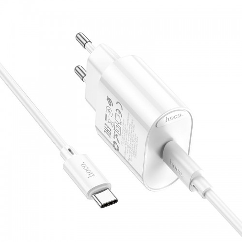 Адаптер мережевий HOCO Type-C to Type-C |1Type-C, 3A/20W, PD/QC| white
