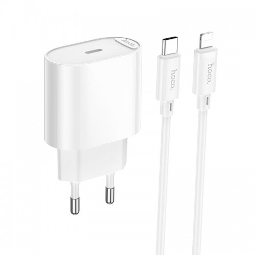 Адаптер мережний HOCO Type-C to Lightning Fighter single port charger set C109A |1Type-C, 3A/20W, PD/ white