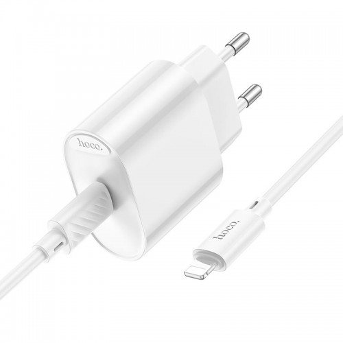 Адаптер мережний HOCO Type-C to Lightning Fighter single port charger set C109A |1Type-C, 3A/20W, PD/ white