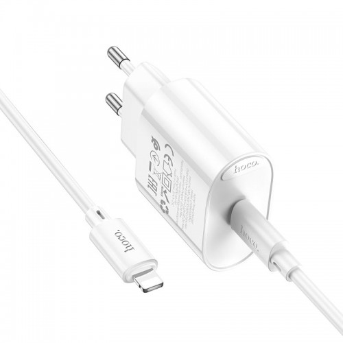 Адаптер мережний HOCO Type-C to Lightning Fighter single port charger set C109A |1Type-C, 3A/20W, PD/ white