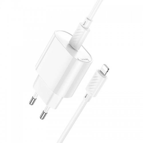 Адаптер мережний HOCO Type-C to Lightning Fighter single port charger set C109A |1Type-C, 3A/20W, PD/ white