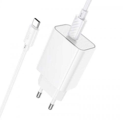 Адаптер мережний HOCO Type-C to Type-C Benefit single port charger set C143A |1Type-C, 3A/20W, PD/QC| white