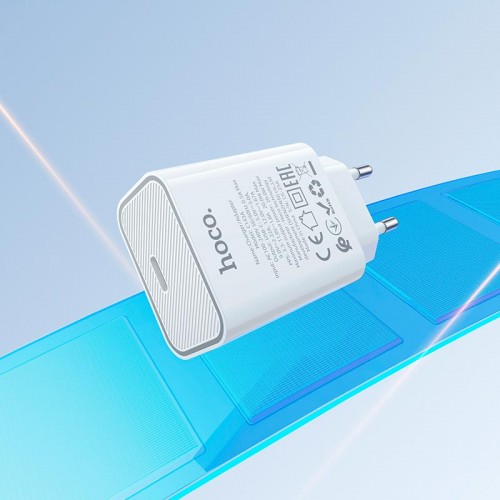 Адаптер мережний HOCO Benefit single port charger C143A |1Type-C, 3A/20W, PD/QC| white
