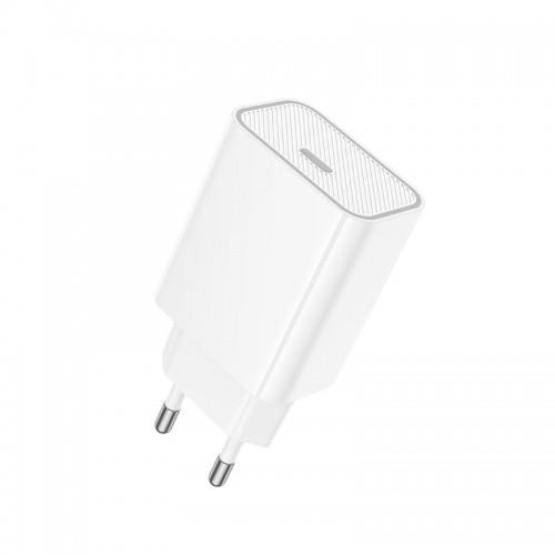 Адаптер мережний HOCO Benefit single port charger C143A |1Type-C, 3A/20W, PD/QC| white