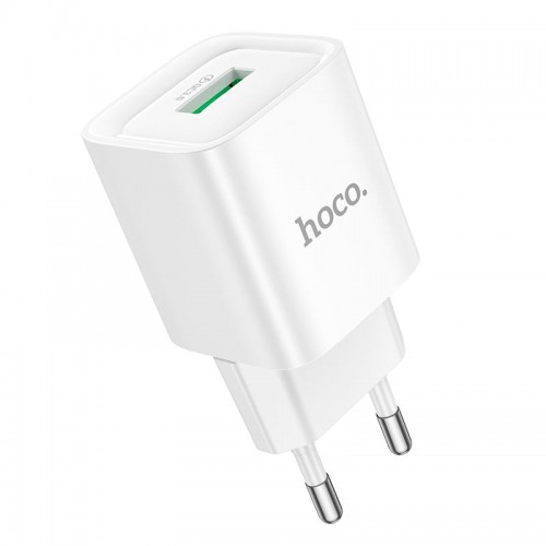 Адаптер мережевий HOCO Charm single port QC charger C145A |1USB, 3A, QC3.0| white