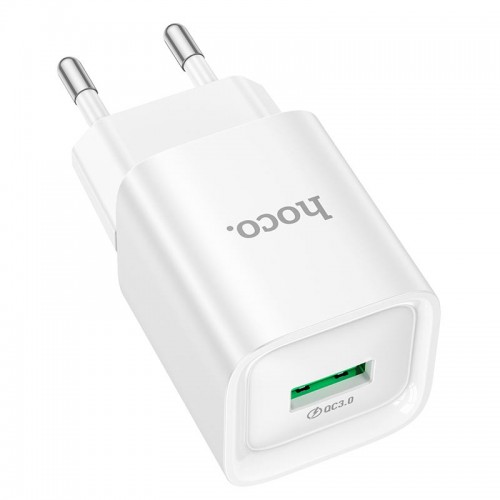 Адаптер мережевий HOCO Charm single port QC charger C145A |1USB, 3A, QC3.0| white