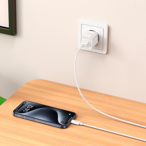 Адаптер мережевий HOCO Charm single port QC charger C145A |1USB, 3A, QC3.0| white