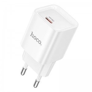 Адаптер мережевий HOCO Charm single port PD charger C146A |1Type-C, 20W/3A, PD/QC| white