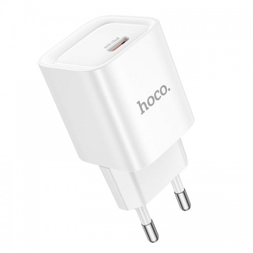 Адаптер мережевий HOCO Charm single port PD charger C146A |1Type-C, 20W/3A, PD/QC| white