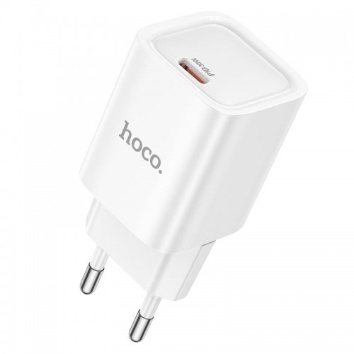 Адаптер мережевий HOCO Charm single port charger C148A |1Type-C, 30W/3A, PD/QC| white